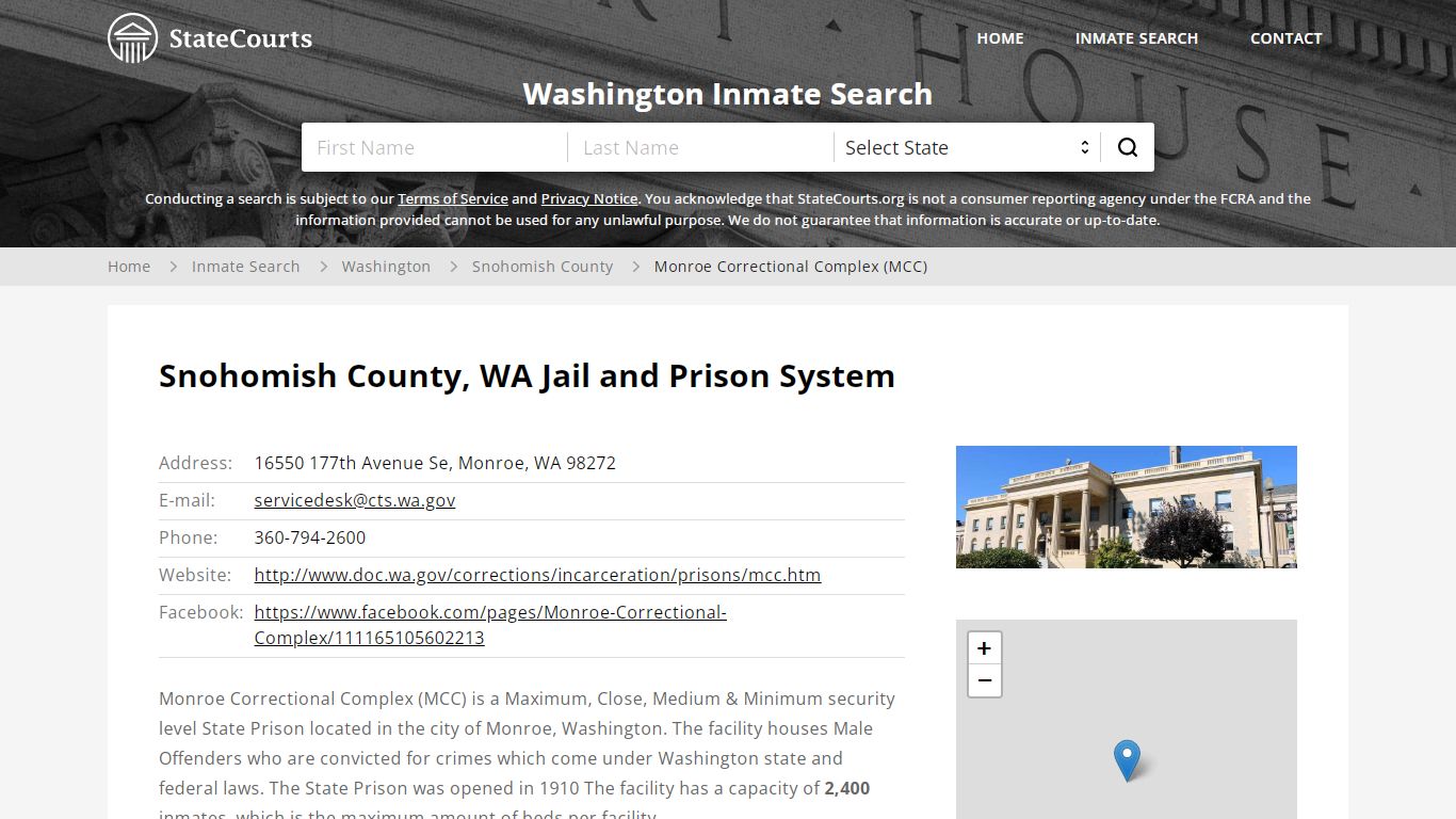 Monroe Correctional Complex (MCC) Inmate Records Search, Washington ...